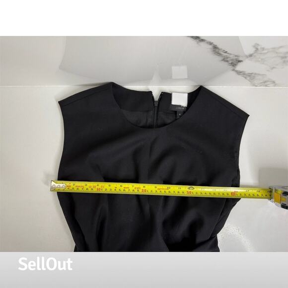 J.Crew Women's Black Sleeveless Midi Dress with Waist Tie Size 4 wool career - Picture 6 of 8